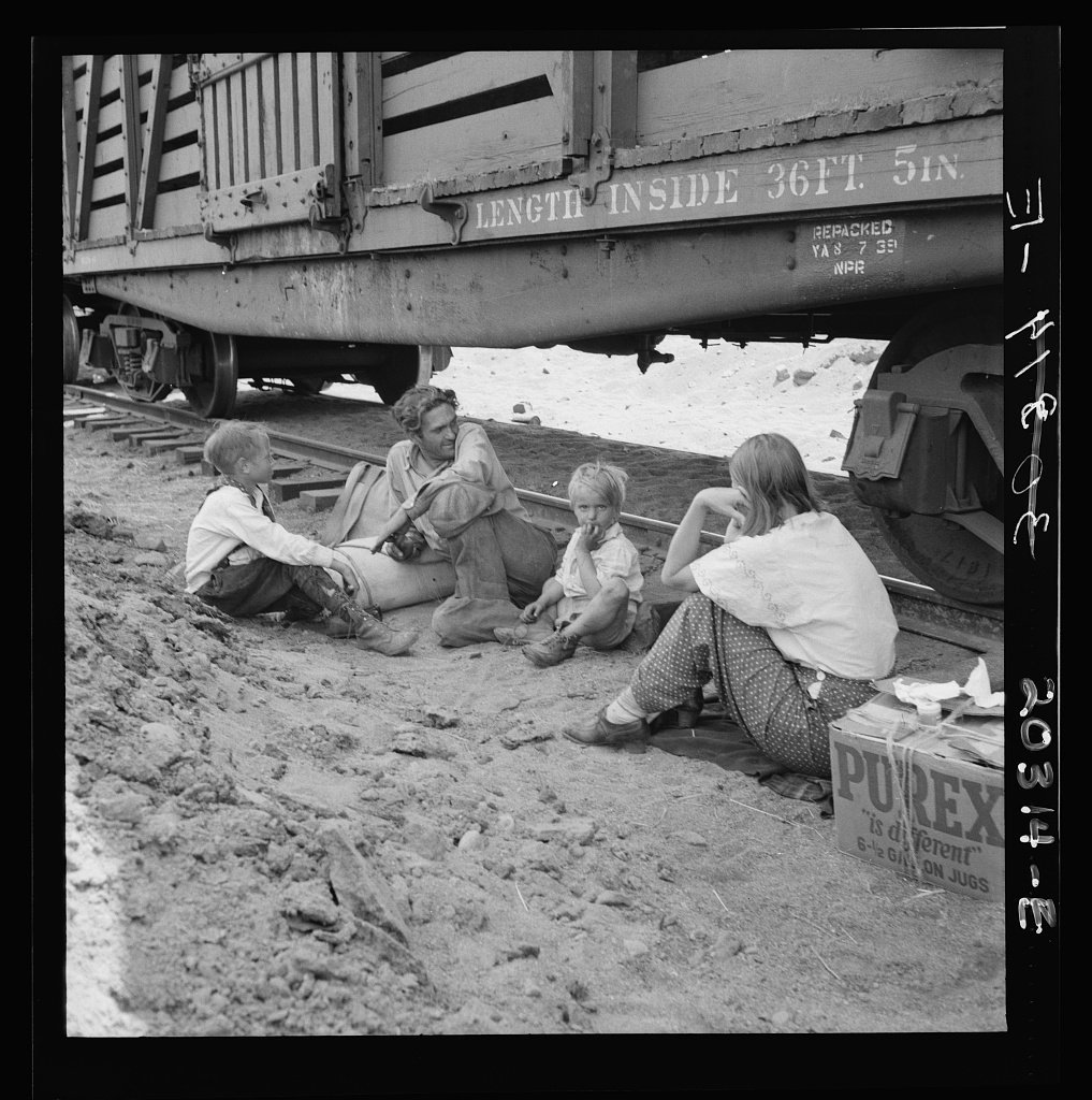 Family who traveled by freight train, Toppenish, Yakima Valley
