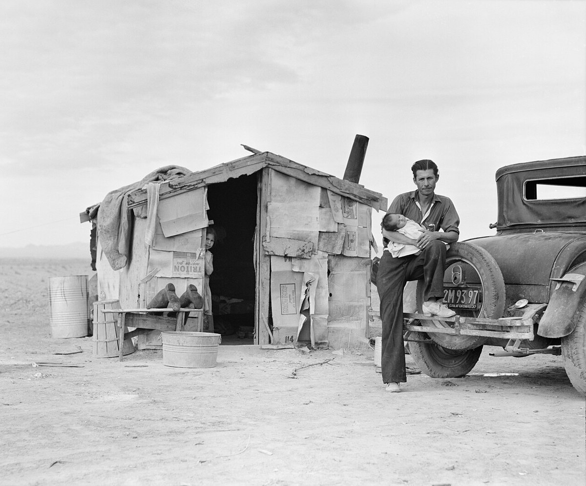 Mexican field worker’s home on the edge of a frozen pea field, Imperial Valley